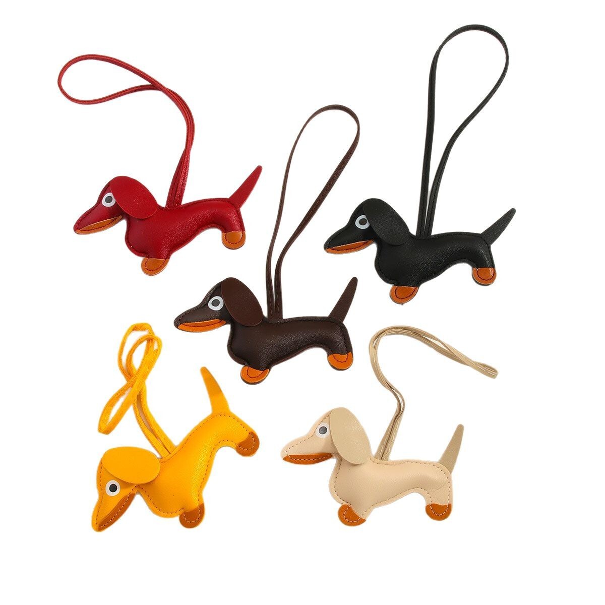 designer bag charm new cartoon dachshund puppy fashion style pu pendant highend bag charm phone leather decoration