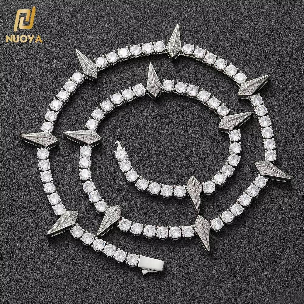 Moissanite HipHop Jewelry Iced Out Tennis Choker White Gold Plated Micro Pave Diamond 5mm Black Panther Tennis Necklace for Men Women