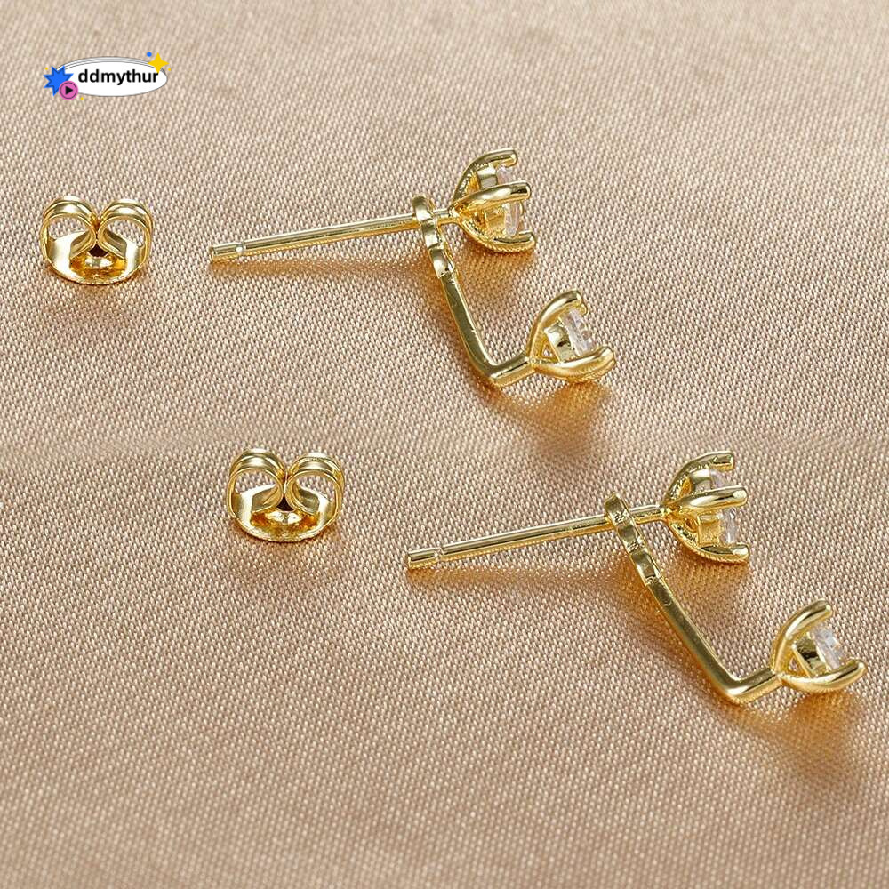 2PCS Exquisite Short Tassel Pendant Earrings for Women Trendy Cubic Zirconia Stud Earring Party Wedding Jewelry Accessories Gift ddmythur
