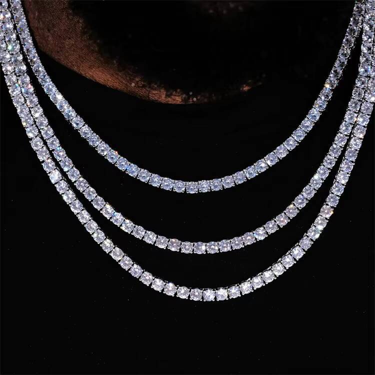 AAA Gems 3mm VVS Moissanite Tennis Chain Moissanite Tennis Chain Vvs Moissanite Square Tennis Chain