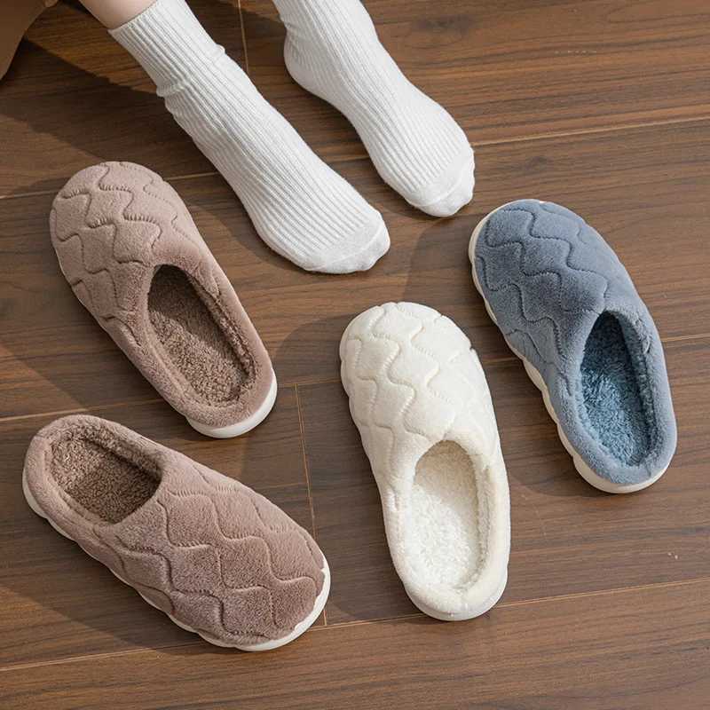 2025 Autumn Winter Short Plush Warm Womens Cotton Slippers - Cozy Non-Slip Indoor House Shoes for Couples Soft with Thick Sole H251117