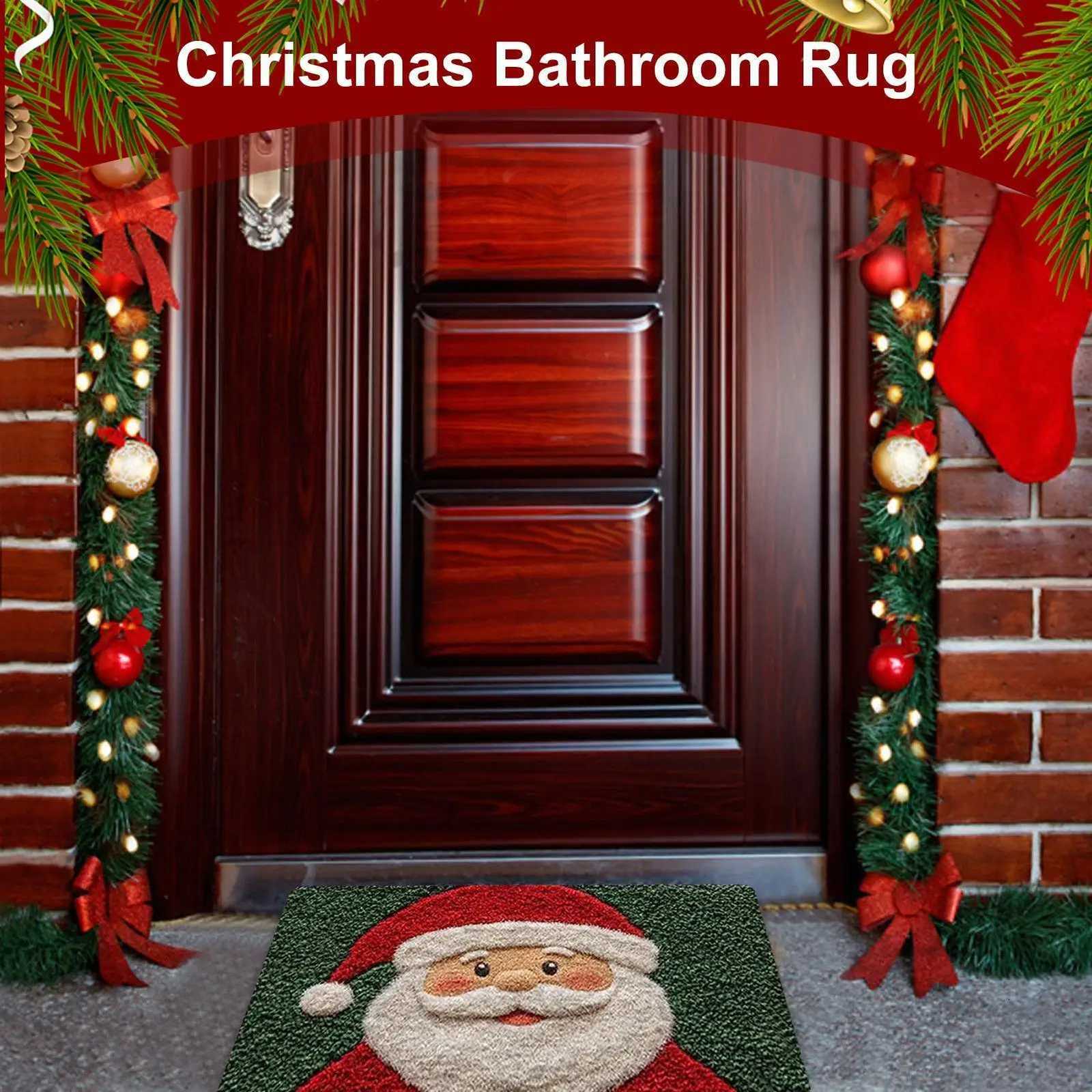 Christmas Bath Mat 80x50cm Santa Claus Anti-slip Dry Fast Washable Bathroom Rug for Home Kitchen Living Room Decor Xmas GiftM251117