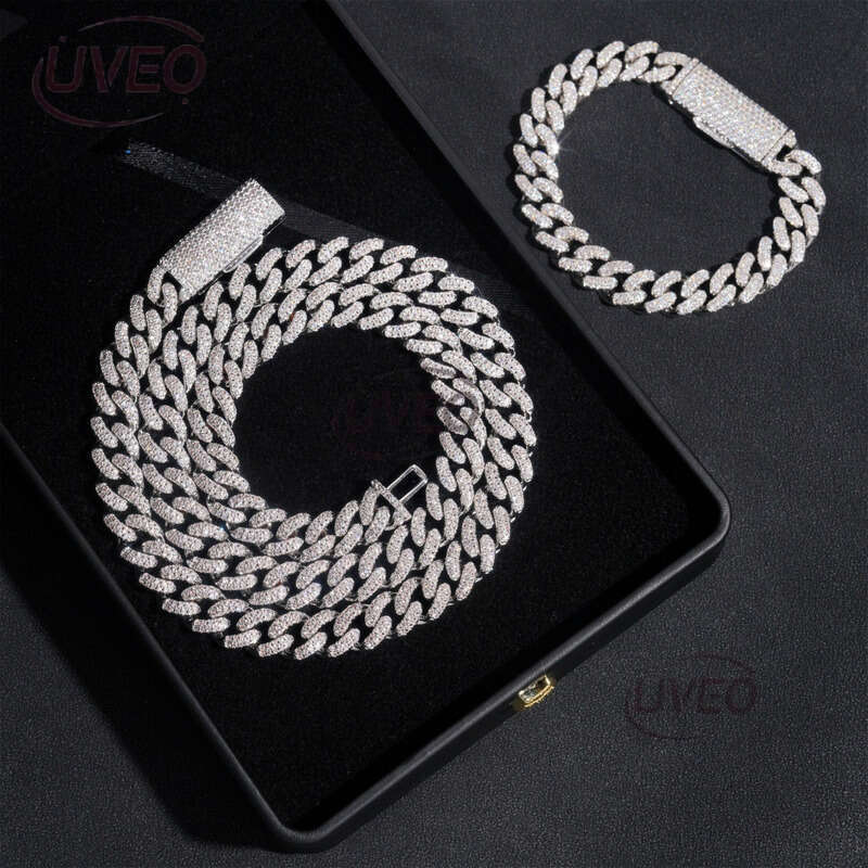 Gold Iced Out 925 Sterling Silver Jewelry VVS Moissanite Cuban Anklet Hip Hop Pass Diamond Tester Cuban Link Chains Pendant Mens Women Gift Moissanite