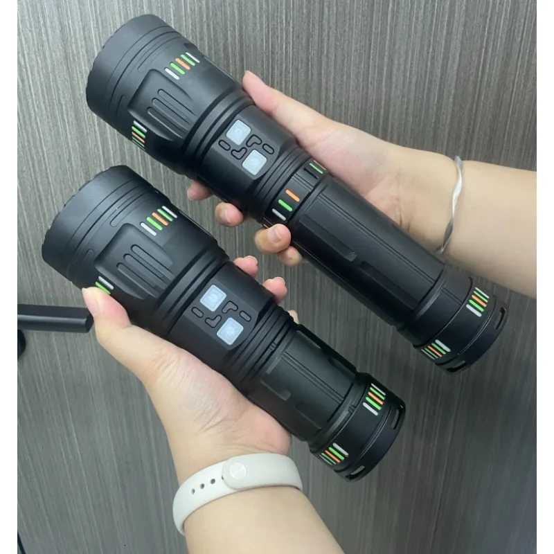 New Powerful G600/601 LED Flashlight Zoomable Spotlight with Power Display Type-c Charging Outdoor Emergency Camping Lantern M251117