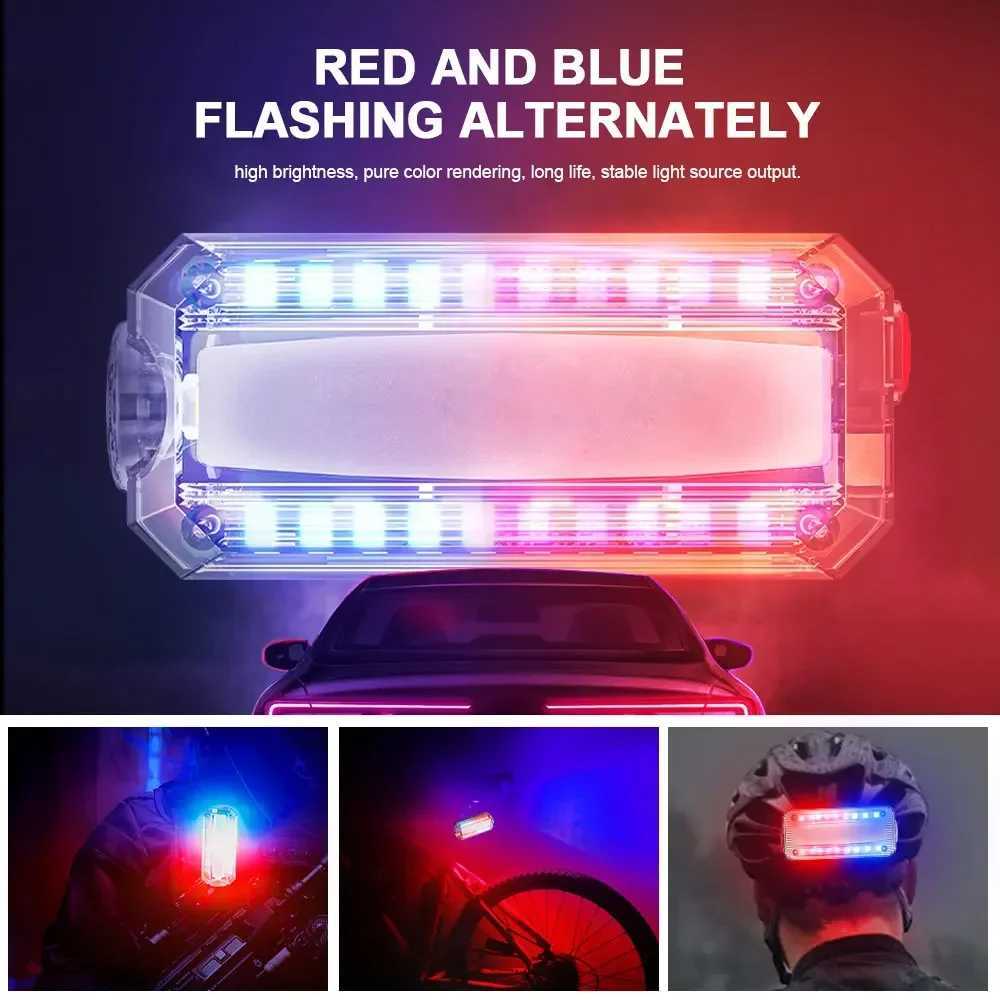 Bicycle LED Light USB Rechargeable Cycling Taillight Helmet Lamp Shoulder Clip Red Blue Warning Flashlight For Camping Running M251117