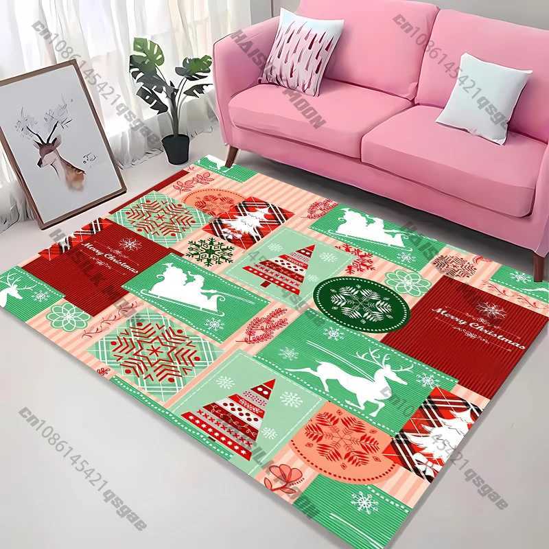 Christmas New Product Santa Deer Gingerbread Checkered Carpet Living Room Sofa Bedroom Rug Kids Game Non-slip Floor Mat GiftM251117