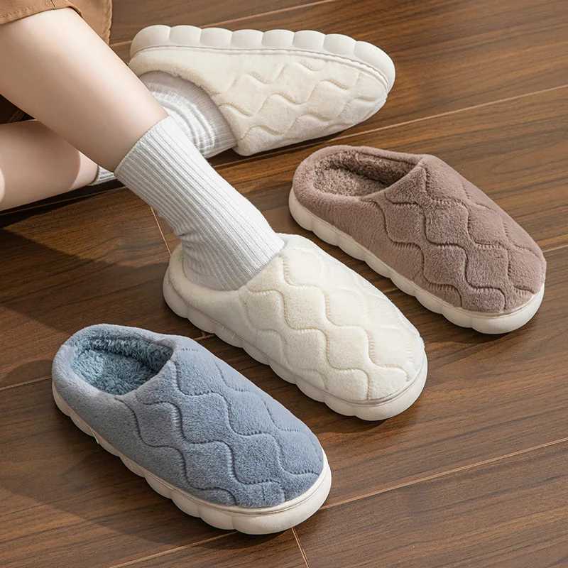 2025 Autumn Winter Short Plush Warm Womens Cotton Slippers - Cozy Non-Slip Indoor House Shoes for Couples Soft with Thick Sole H251117