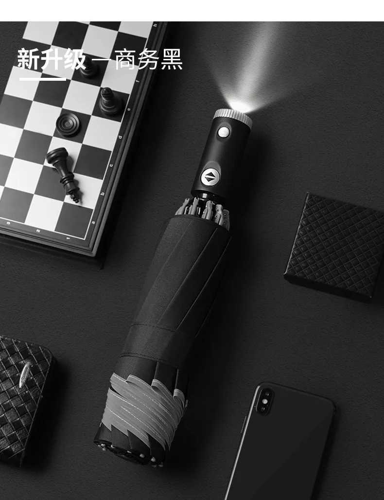 UV Automatic Umbrella With Reflective Strip Rain Wind Resistant Trip Sun Reverse Umbrellas Folding Umbrella C251117