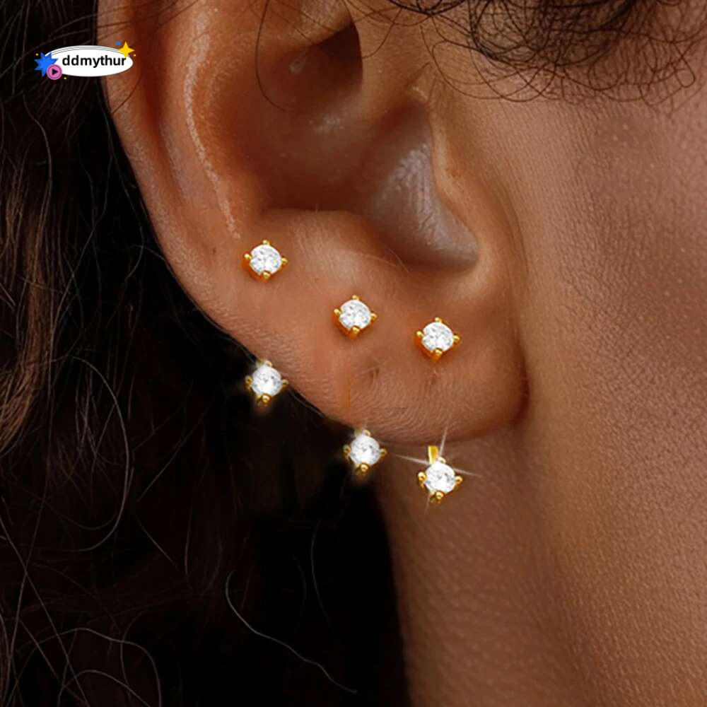 2PCS Exquisite Short Tassel Pendant Earrings for Women Trendy Cubic Zirconia Stud Earring Party Wedding Jewelry Accessories Gift ddmythur