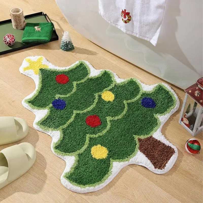 1pc Anomalous Floor Mat Santa Claus Christmas Tree Bathroom Floor Mat Living Room Entrance Door Mat Holiday Decoration CarpetM251117