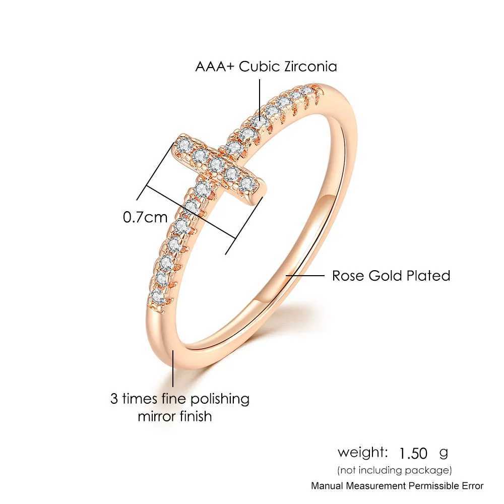 Female Personalized Cross Thin Ring Korean Fashion Micro Pave Crystal CZ Thumb Ring Jewelry Wedding Accessories Gift R715 W250417
