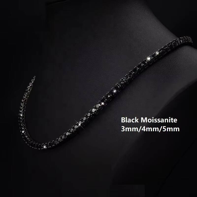 Customized 925 Silver Red Blue Green Black Pink Rainbow Diamond Tennis Chain Bracelet Colorful Moissanite Tennis Necklace