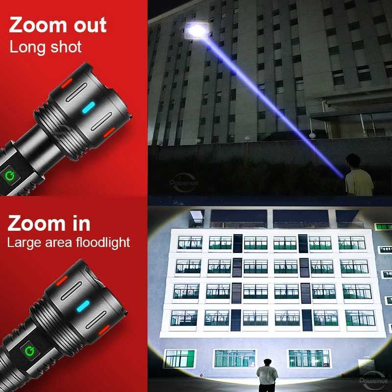 1000000LM Most Powerful Led Flashlight Rechargeable 800W LED Flashlights High Power Zoom Torch Long Range 3000m Tactical Lantren M251117