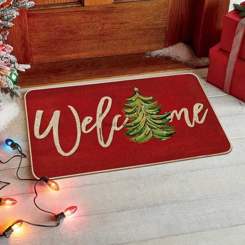 Christmas Welcome Doormat Winter Home Decor Low-Profile Switch Rug Door Mat Floor Mat for Indoor OutdoorM251117