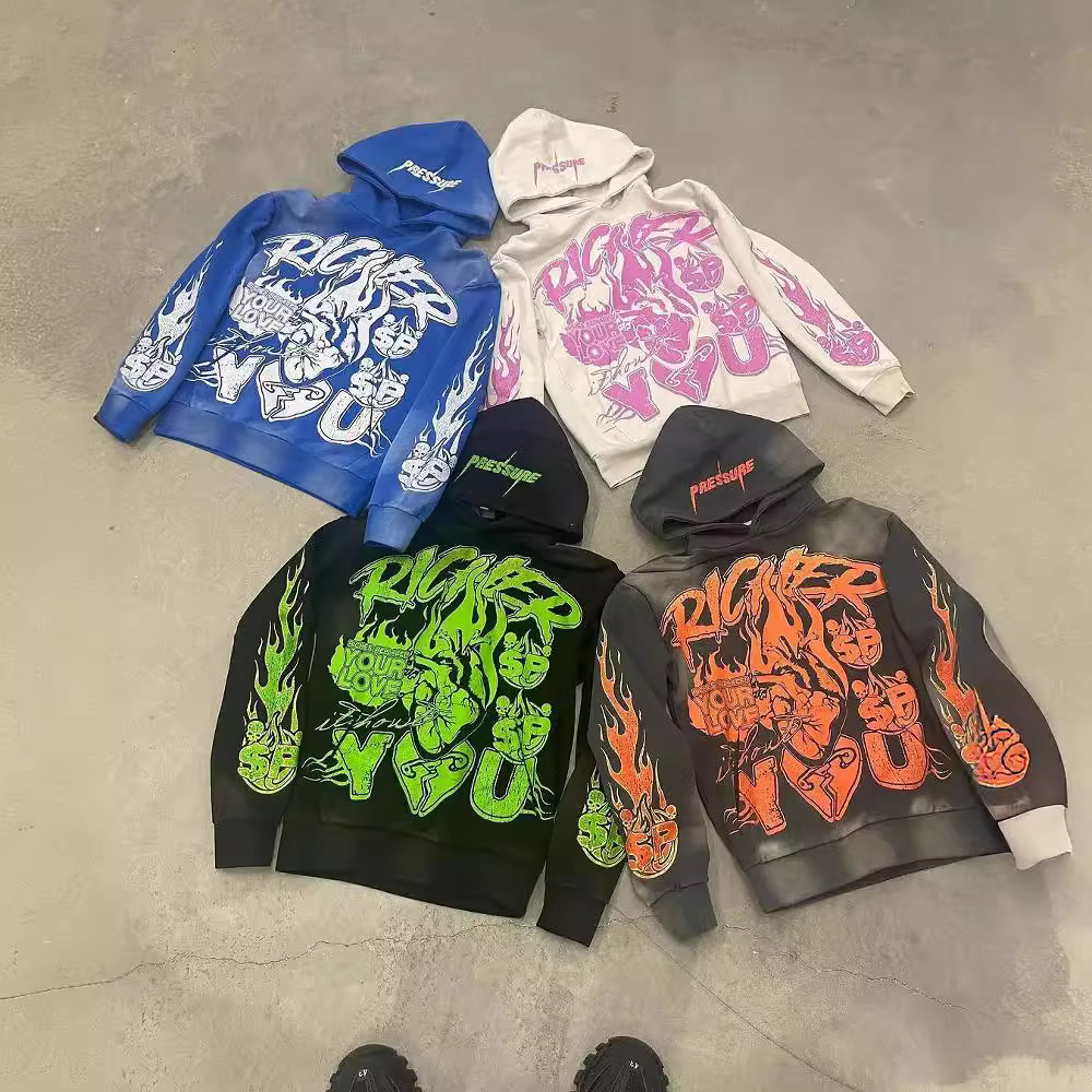 Men's Hoodies Y2k Harajuku Hip Pop Gothic Print Pattern Hoodie Gothic Streetwear Tops Sweatshirt Fashion Zip Men Clothing