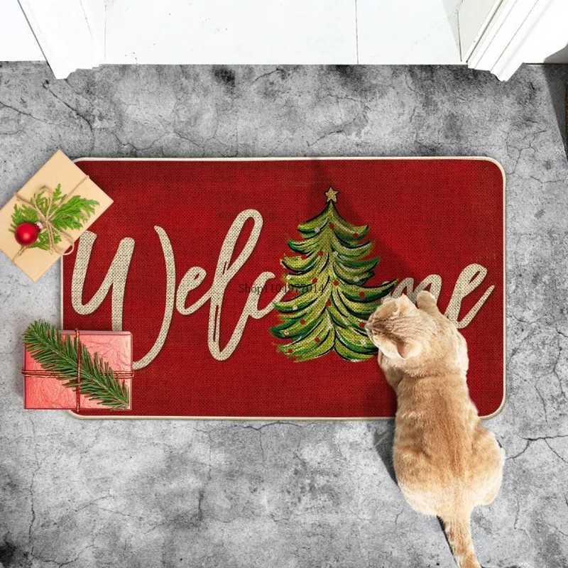 Christmas Welcome Doormat Winter Home Decor Low-Profile Switch Rug Door Mat Floor Mat for Indoor OutdoorM251117