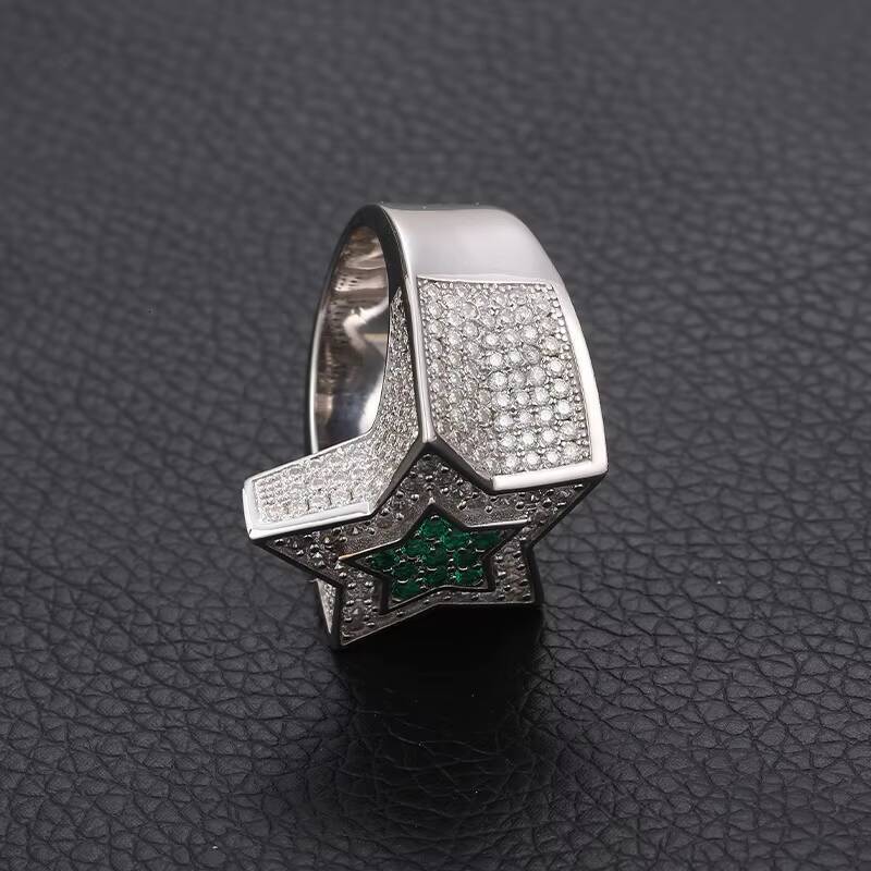 Wholesale S925 Sterling Silver Ring VVS D Color Moissanite Jewelry Ring for Men Hip Hop Fashion Jewelry Iced Out Wedding Rings