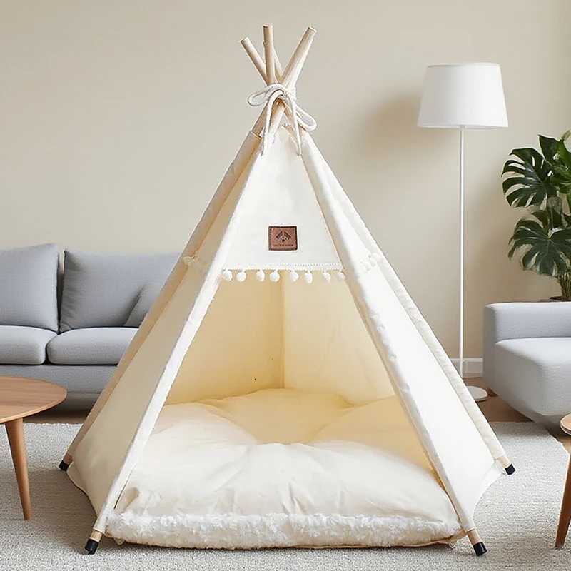 Dog/Cat Teepee Pets Tent Portable Dog Tent Bed With Plush Cushion Soft Kennels Play House Removable and Washable Puppy TeepeeM251117