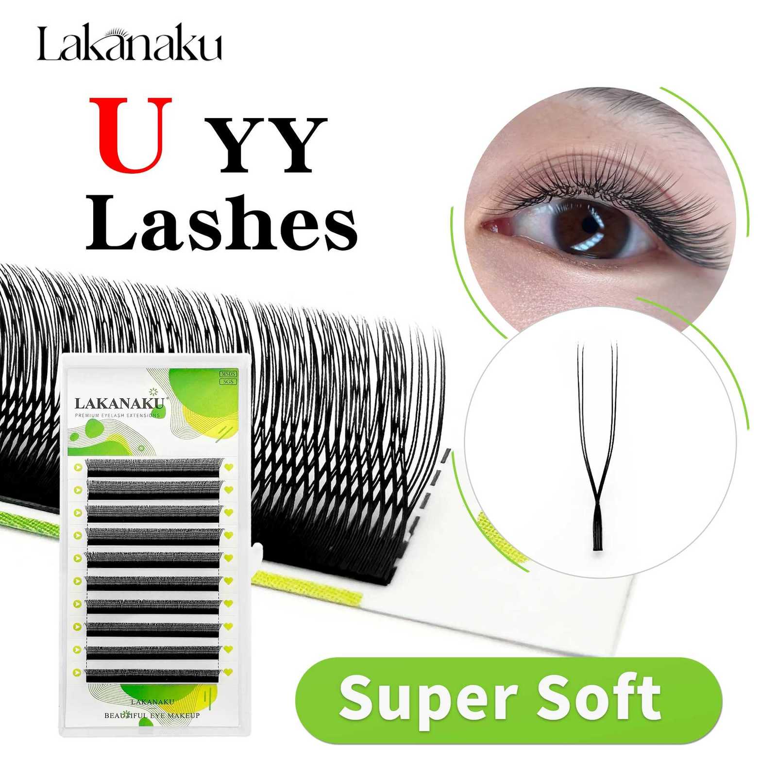 LAKANAKU U Shaped YY 3D 4D 5D Eyelash Extension Premade Fans Lightweight Fluffy Mink Faux Eyelashes Premade Volume Fan W-ShapedT251117