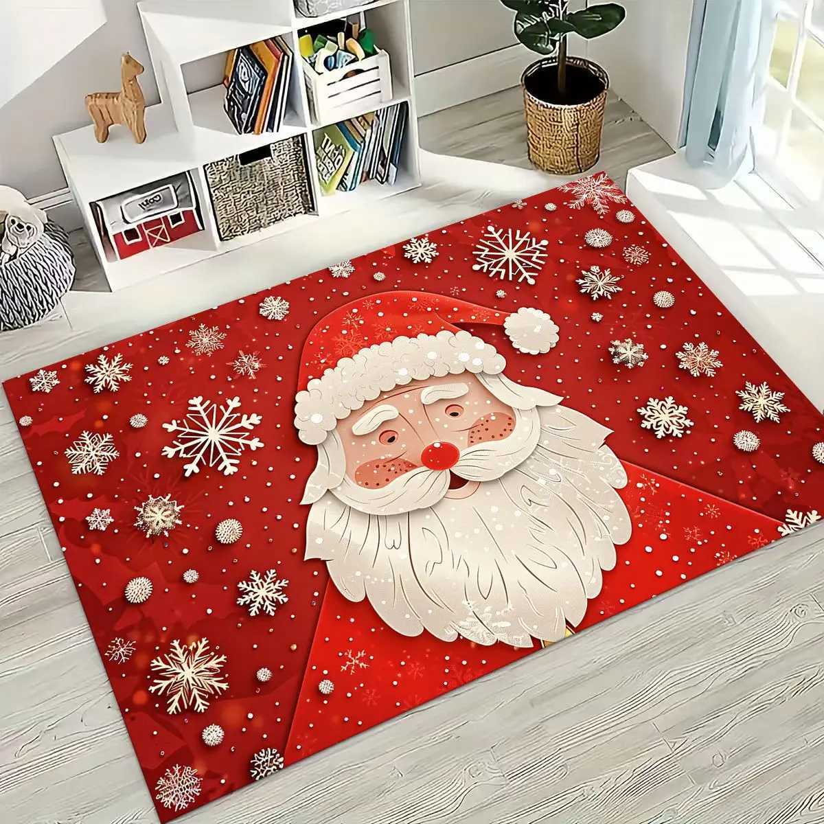 Happy New Year Merry Christmas Tree Santa Claus Cartoon Gift Carpet Rug for Bedroom Living Room Sofa Home Doormat DecorNon-slipM251117