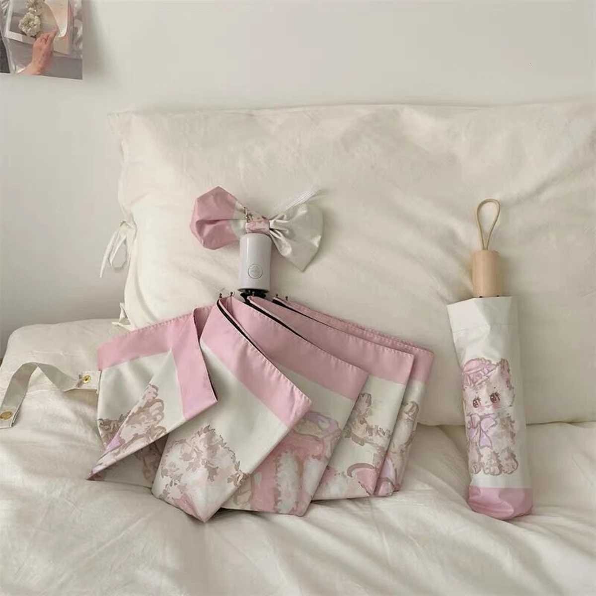 Cute Umbrella Thick Black Glue Fully Automatic Umbrella Rabbit Pink Sunshade for Waterproof Sunproof UV Umbrellas C251117