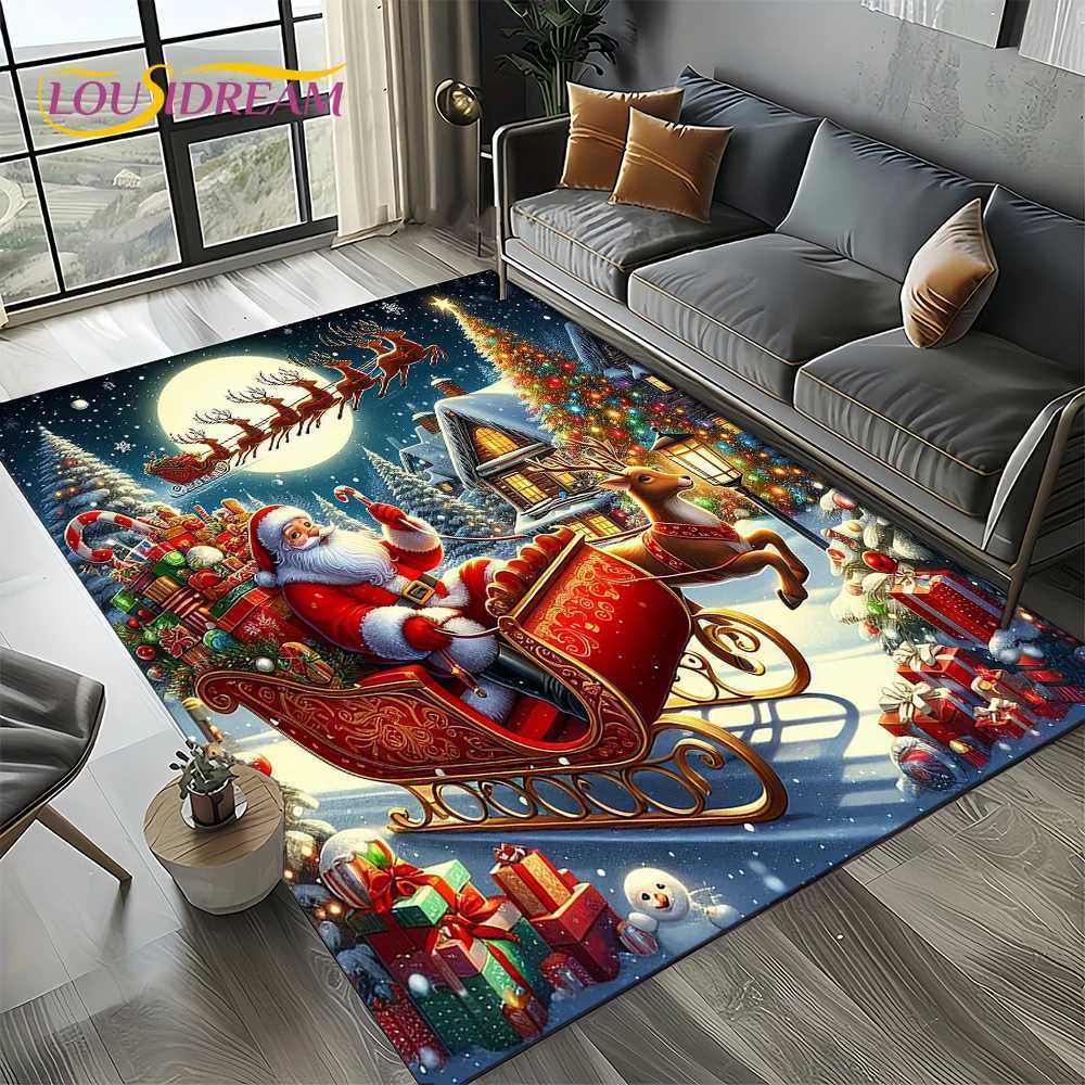 2025 Merry Christmas Tree Santa ClausNew Year Fairy Tale Gift Carpet Rug for Home Bedroom Sofa Doormat DecorNon-slip Floor MatM251117