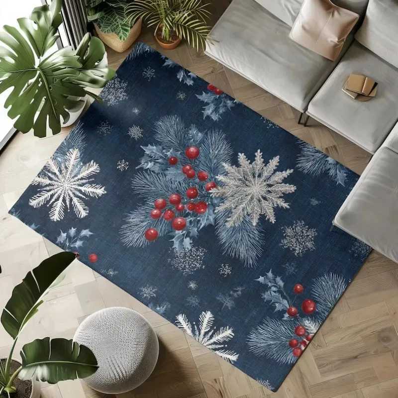 Blue Christmas Living Room Area Rug Bedside Carpet Retro Bedroom Home Decoration MatsM251117