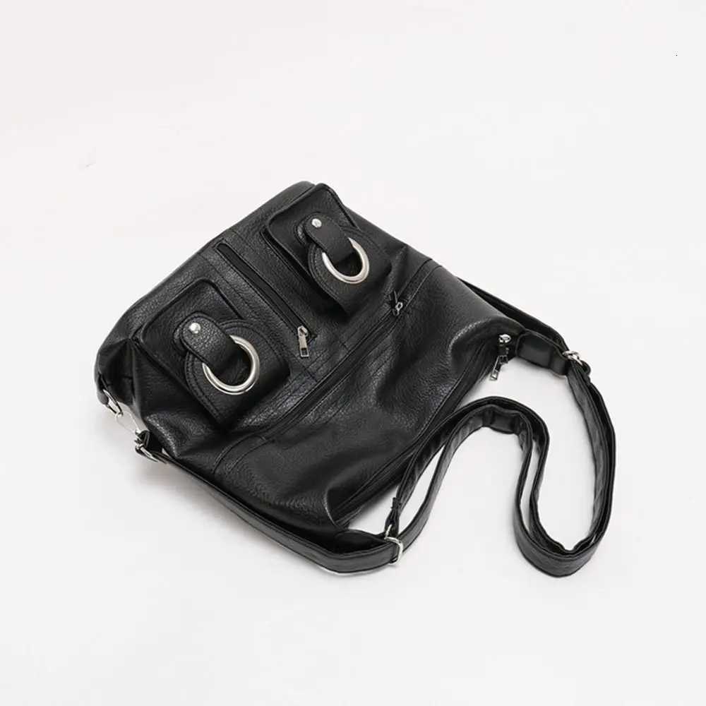 Portable Y2K Retro Shoulder Bag Large Capacity Soft Leather Vintage Backpack Fashion Korean Locomotive Pack GirlsW251115