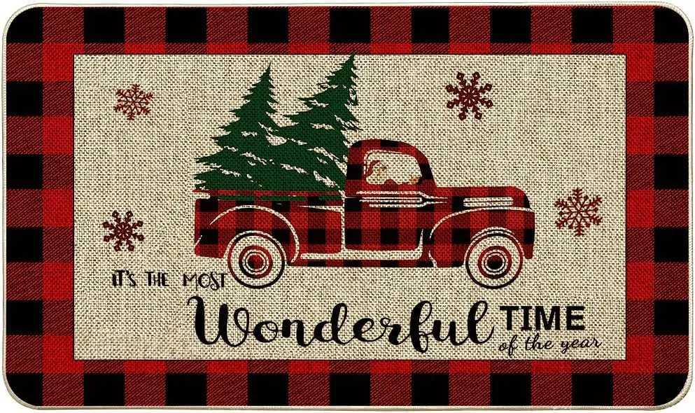 Christmas Santa Claus Truck Welcome Door Mats Home Decor Kitchen Hallway Balcony Rugs Carpet for Living Room Xmas DecorationsM251117