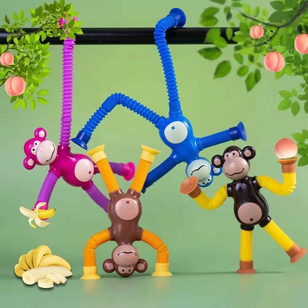 Suction Cup Monkey Pop Tubes Fidget Toys Decompression Stretch Tube Stress Relief Sensory Toys for Kids Adult Party Gifts J251117