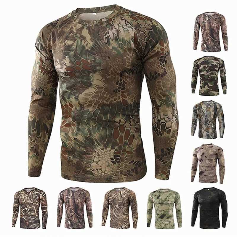 Hunting 3D printed camouflage T-shirt camouflage long sleeved spring and autumn ultra light breathable quick drying outdoor top W250417
