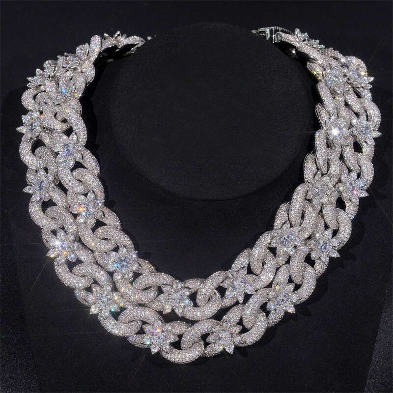 Sterling Silver Gold 925 Moissanite Cuban Chain Hip Hop Pass Diamond Tester Cuban Link Chains Pendant Mens Women Fashion High Quality Gift Moissanite 