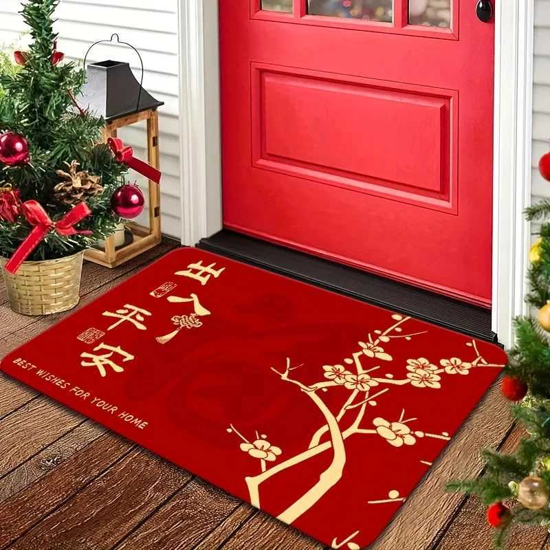 Chinese New Year Doormat Soft Absorbent Non-Slip Entrance Mat with Design Perfect for Home Decor Festive GiftsM251117