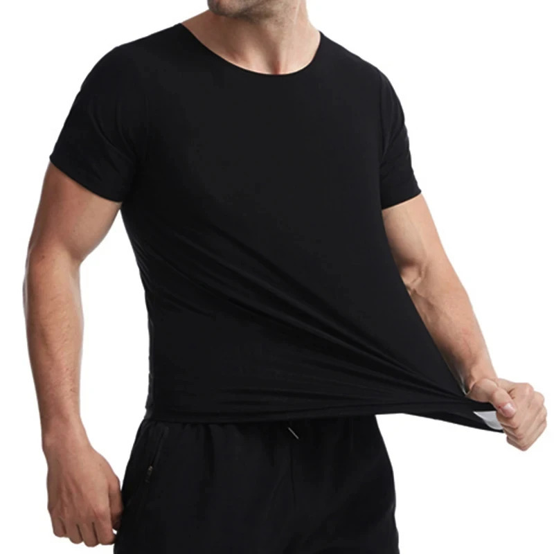 Sauna Sweat Shirt for Men Short Sleeves Body Shaper Gym Exercise Fitness Top Shapewear Sauna Sweat T-Shirt Waist Slimming Tops 251106