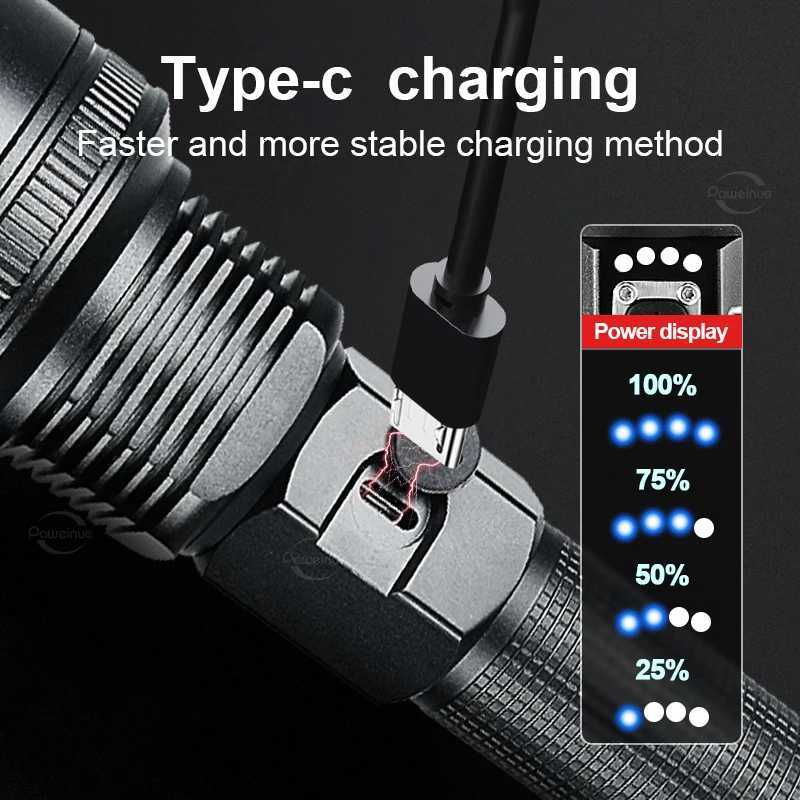 XHP390 High Power Led Flashlights 100000LM Rechargeable Strong Light Military Tactical Lantern Self Defense Emergency Led Torch M251117