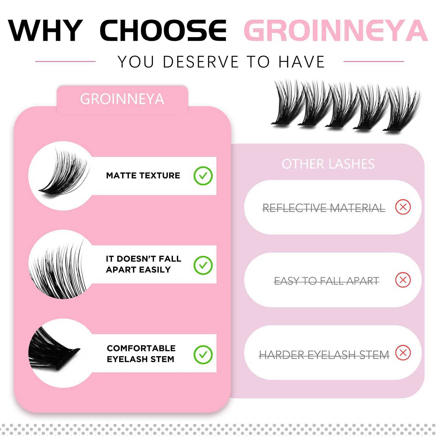 GROINNEYA DIY False Eyelashes Kit High Capacity Individual Lashes Extension Mixed Tray Volume 60P80P Clusters Lashes Set MakeupT251117