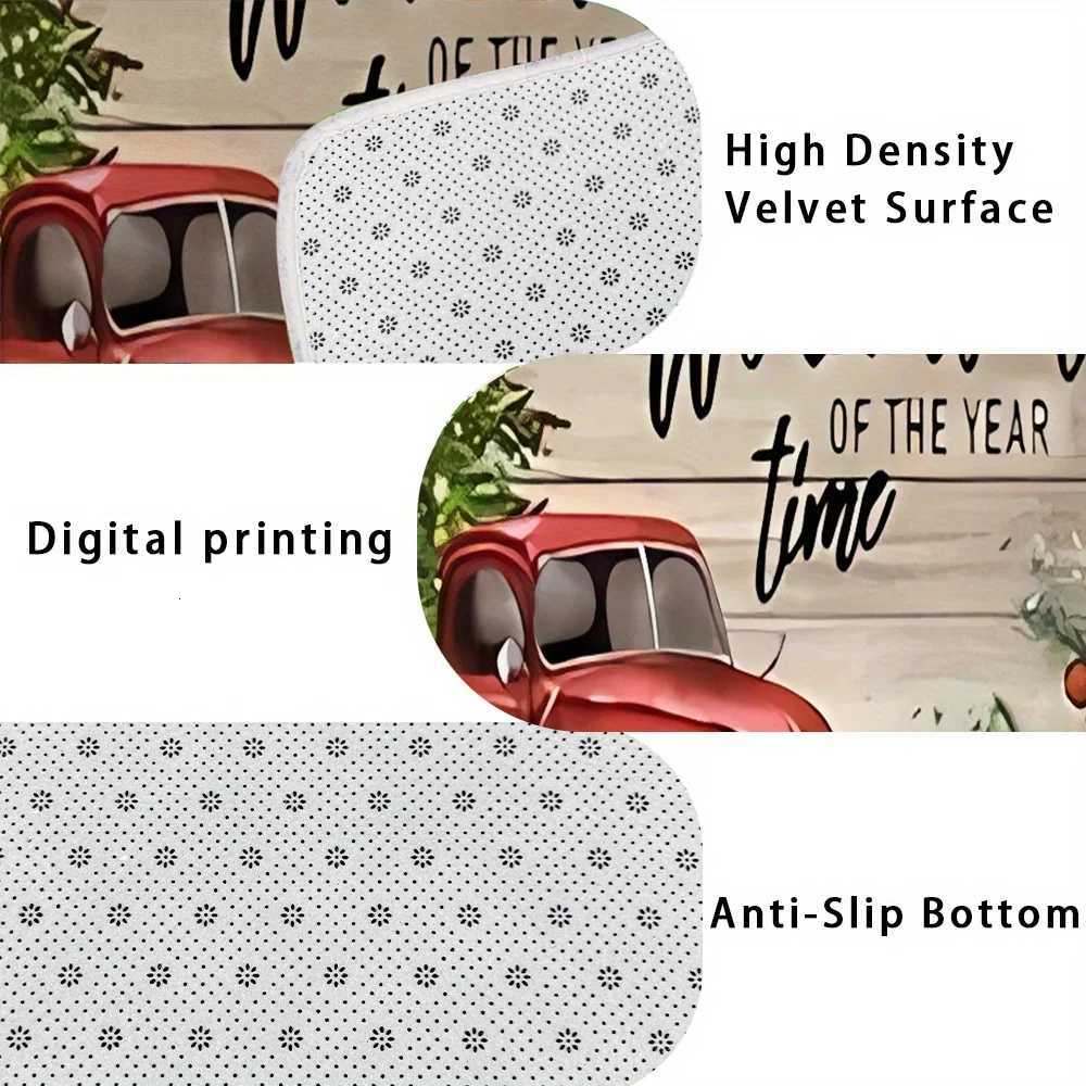 Merry Christmas Snow Resistant Kitchen Mat Polyester Machine Washable Holiday Rug for Kitchen Corridor Bathroom Party DecorM251117