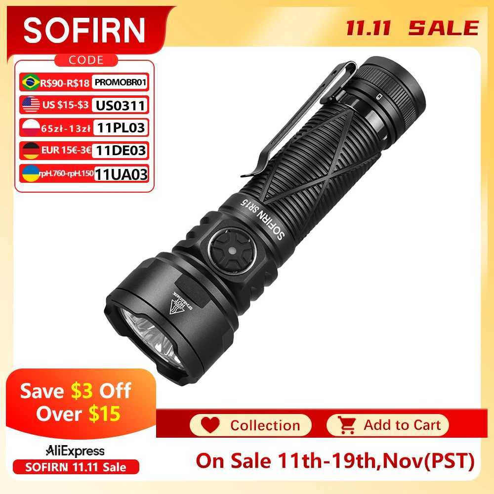 SOFIRN SR15 Rechargeable Flashlight 4500lm Super Bright Long Beam Distance EDC Torch for Camping Fishing M251117
