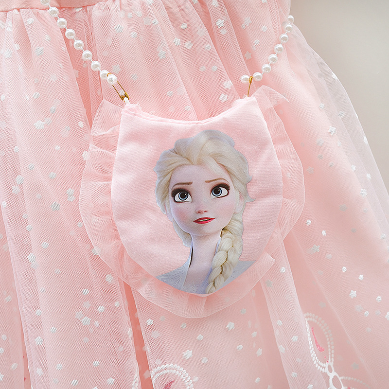 DISNEY Baby girl Elsa princess dress kids designer clothes Frozen mesh dress baby short-sleeved dress summer outfit