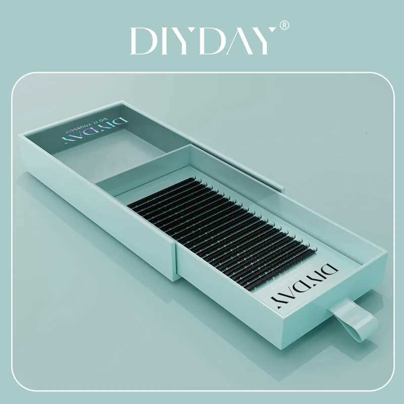 DIYDAY L shape Eyelash Extensions LU LC LD M Curl Volume Lashes Matt Black PBT Mink Individual Fake Eyelashes for Make upT251117