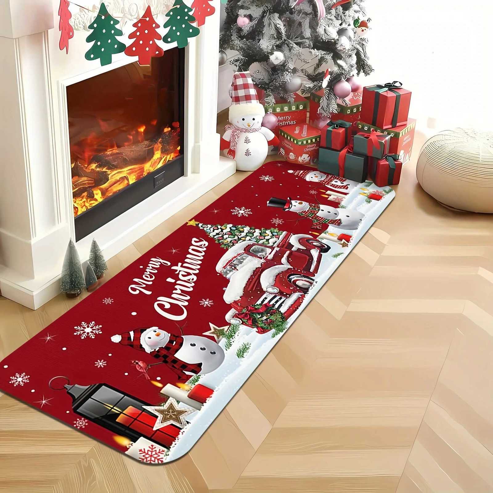 Christmas Car Snowman Kitchen Floor Mat Home Decor Carpet for Living Room Kitchen Hallway Balcony Rugs Christmas DecorationsM251117