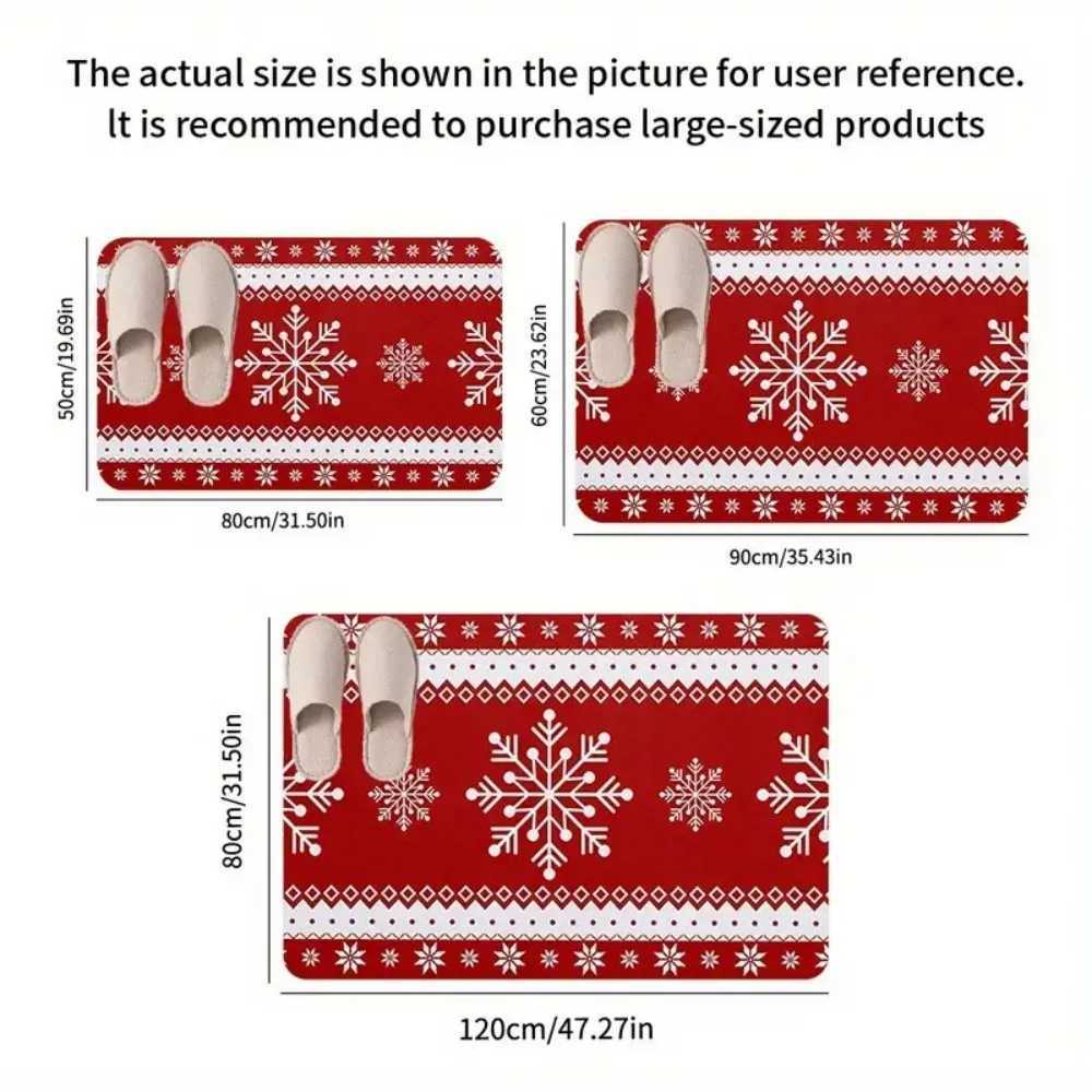 VIKAMA Christmas crystal velvet floor mat holiday cartoon bathroom anti-slip mat Christmas atmosphere snowflake deer door matM251117
