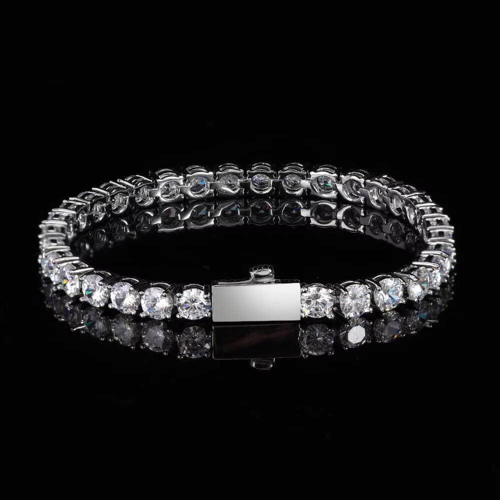 Moissanite Hip Hop Fine Jewelry Snap Clasp Mens Tennis Bracelet Iced Out Diamond Bracelets with Cubic Zirconia