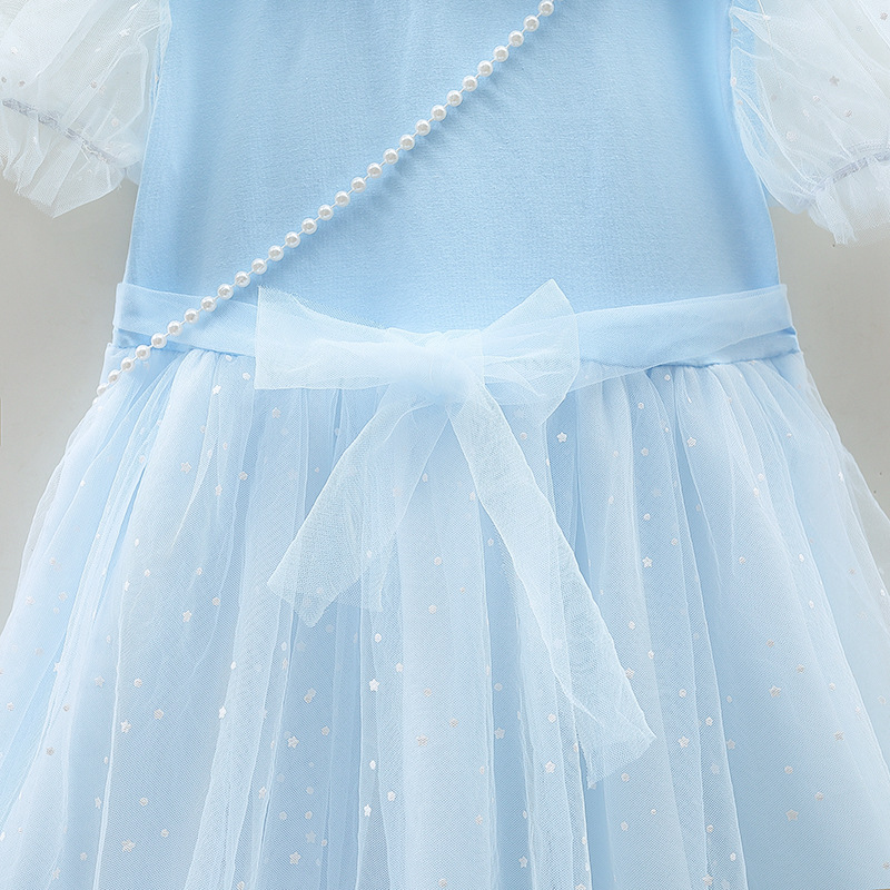 DISNEY Girl short-sleeved baby kids designer clothes Elsa princess designer clothes toddler dress mesh dress baby short-sleeved dress summer dress.