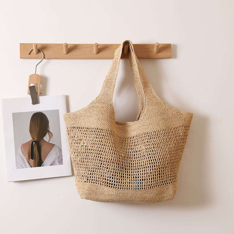 Handmade Beach Bag High End And Large Capacity Lafite Grass Single Shoulder New Hollowed Out Woven Bag, Beach Vacation Bag Kq2