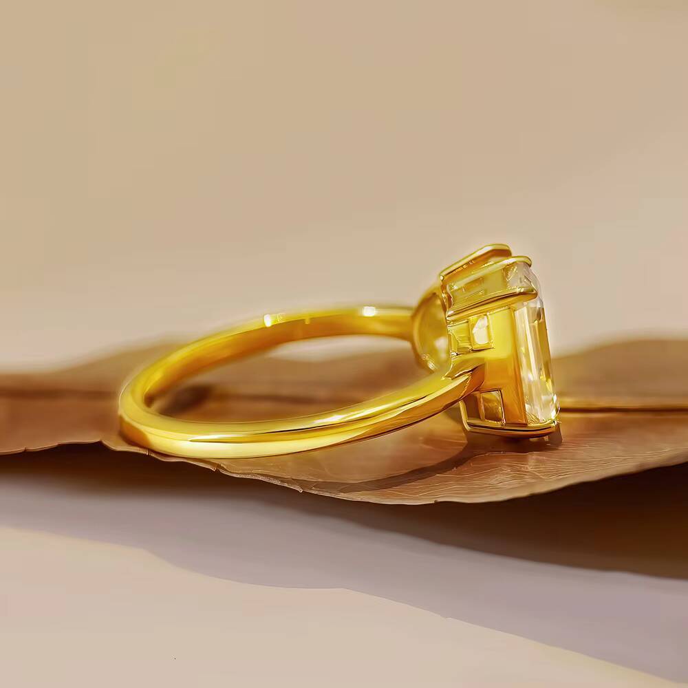 FOXI Pear and Emerald Cut Colorless Moissanite Engagement Ring Toi Et Moi Ring 925 Sterling Silver Moissanite Wedding Ring