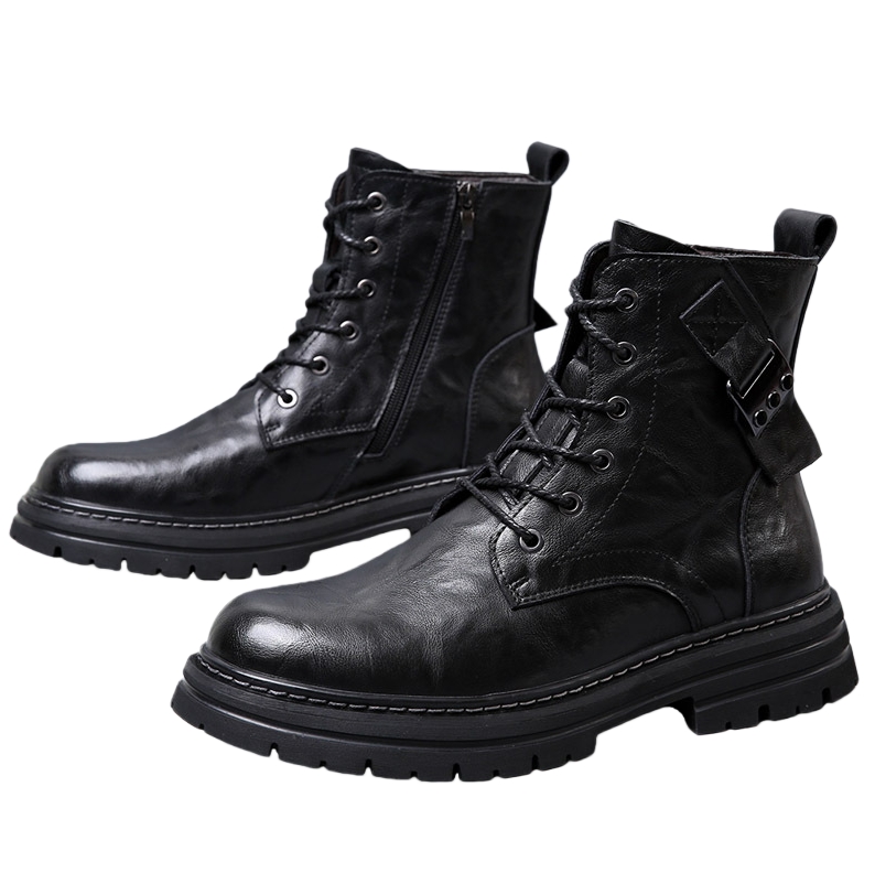 Boots Men Stylish Ankle Boots Winter Classic Lace-up Antiskid Thick Bottom Boots Men Casual Leather Shoes
