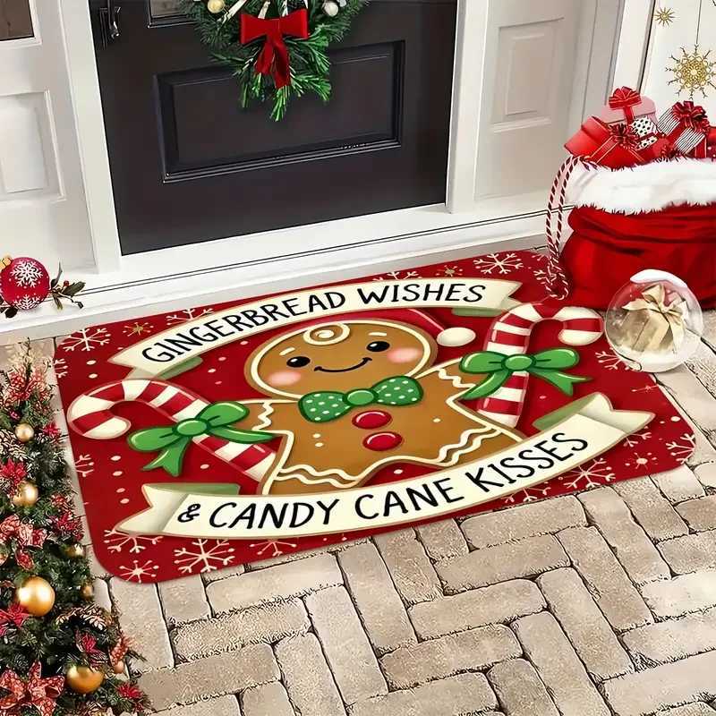 Christmas Syrup Cake Candy Stick Design Welcome Mat Holiday Decorative Rug for Living Room Bedroom Kitchen OfficeM251117