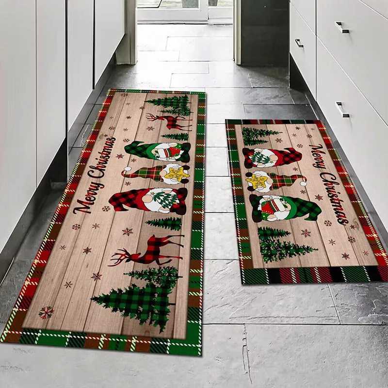 Merry Christmas Xmas Tree Pattern Kitchen Rugs Living Room Bedroom Entrance Carpets Balcony Bathroom Non-slip Floor MatsM251117