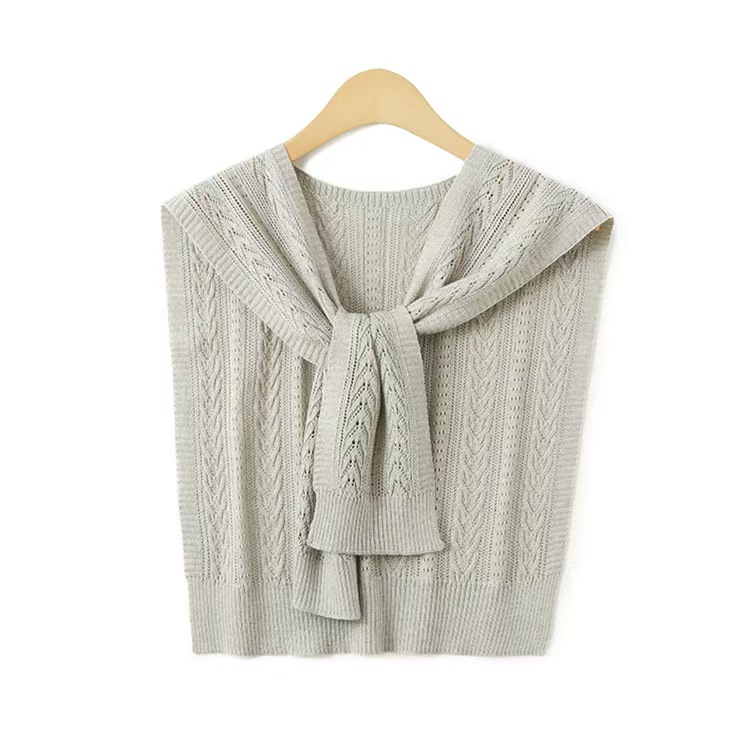 K408 Summer hollow small shawl wool knitted shoulder women's fashionable versatile thin knotted air conditioning shawl